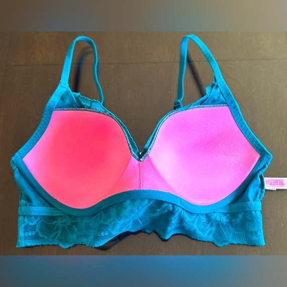 PINK Lace Bralette in Dark Turquoise Lace - Picture 6 of 6